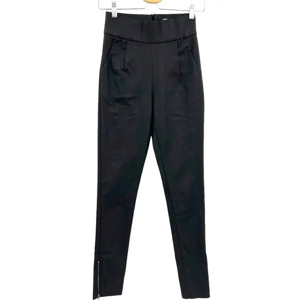 Polly Black Faux Leather Coated Skinny Ankle Zip Pants Size 8